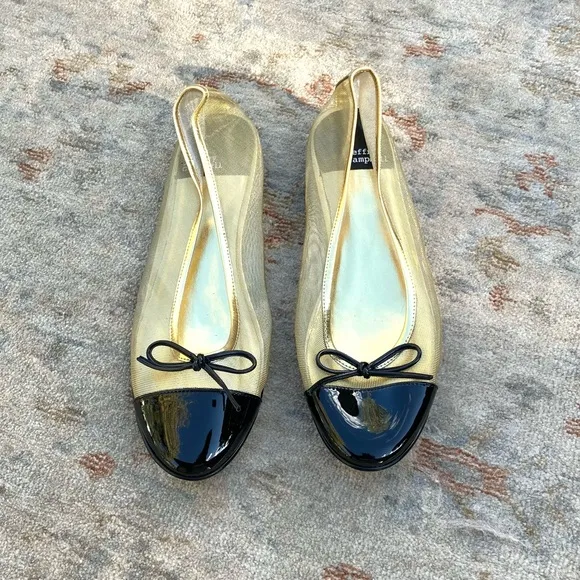Jeffrey Campbell NWT Releve Gold Mesh Black Flats Sz 7.5