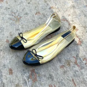 Jeffrey Campbell NWT Releve Gold Mesh Black Flats Sz 7.5