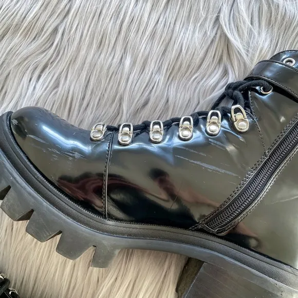 JEFFREY CAMPBELL Patent Leather Czech Combat Boots