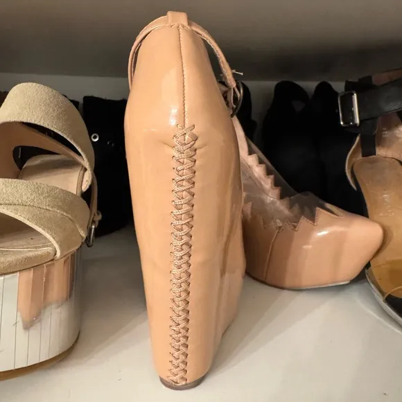 Jeffrey Campbell patent leather platform wedges