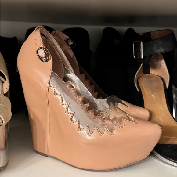 Jeffrey Campbell patent leather platform wedges