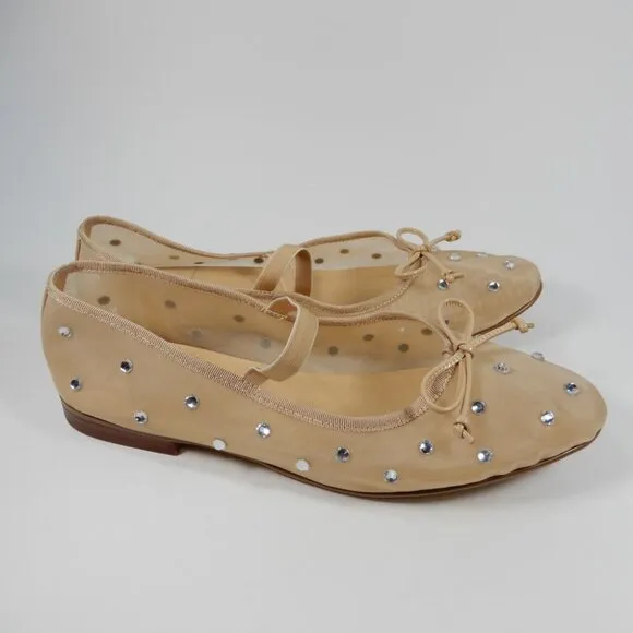 Jeffrey Campbell Releve Mary Jane Ballet Flats 8.5 Mesh Crystal Embellished NEW