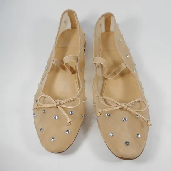 Jeffrey Campbell Releve Mary Jane Ballet Flats 8.5 Mesh Crystal Embellished NEW