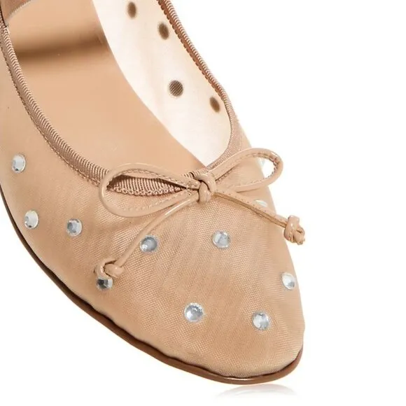 Jeffrey Campbell Releve Mary Jane Ballet Flats 8.5 Mesh Crystal Embellished NEW