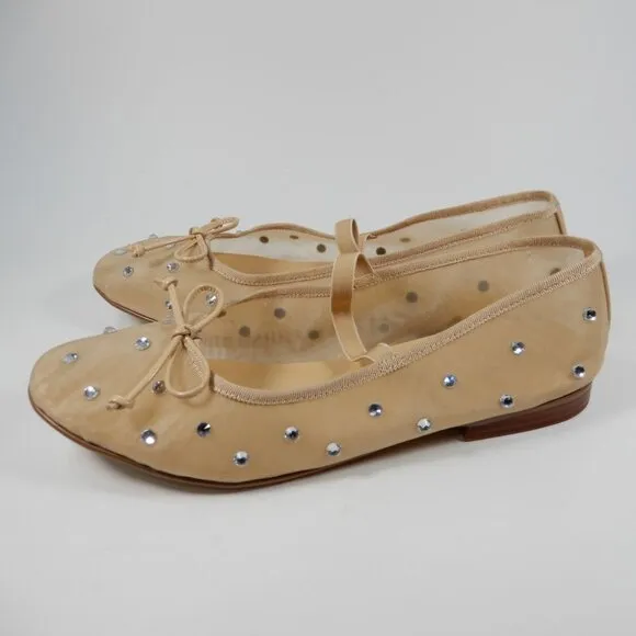 Jeffrey Campbell Releve Mary Jane Ballet Flats 8.5 Mesh Crystal Embellished NEW
