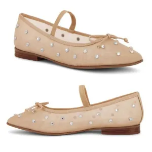 Jeffrey Campbell Releve Mary Jane Ballet Flats 8.5 Mesh Crystal Embellished NEW