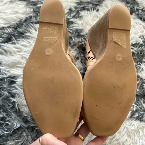 Jeffrey Campbell Rodillo Tan Laser Cut Lace-Up Wedges