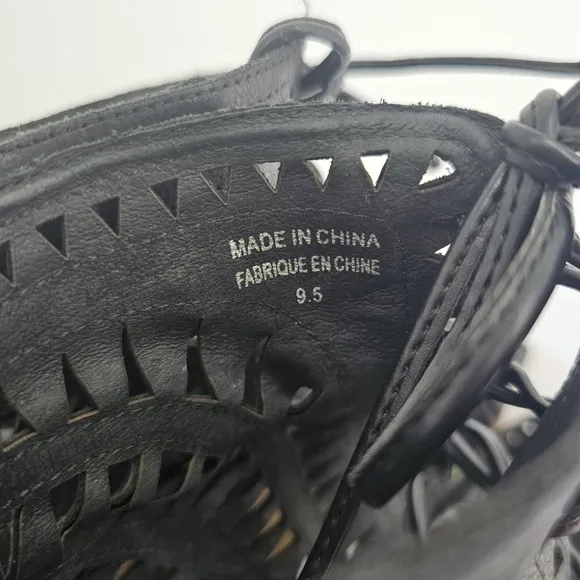 Jeffrey Campbell Rodillo Wedge Sandals | Black Laser Cut | Size 9.5