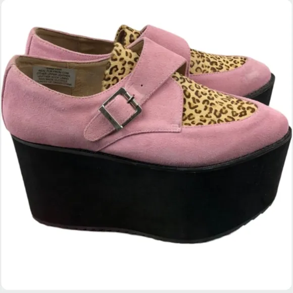 Jeffrey Campbell Rotten Platform Wedges 7.5 Lilac Suede Leopard Creepers