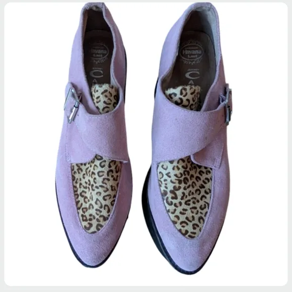 Jeffrey Campbell Rotten Platform Wedges 7.5 Lilac Suede Leopard Creepers