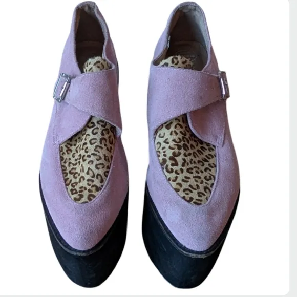 Jeffrey Campbell Rotten Platform Wedges 7.5 Lilac Suede Leopard Creepers