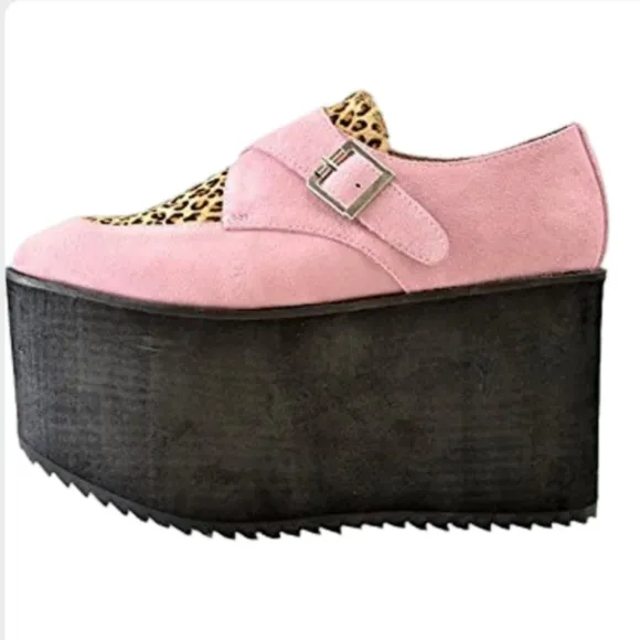 Jeffrey Campbell Rotten Platform Wedges 7.5 Lilac Suede Leopard Creepers