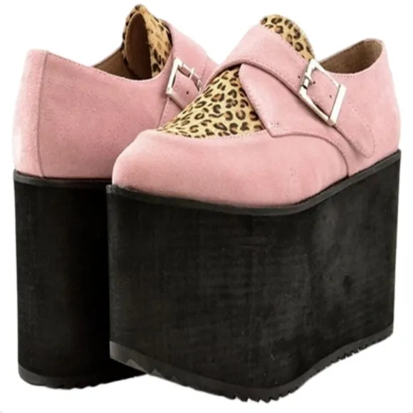 Jeffrey Campbell Rotten Platform Wedges 7.5 Lilac Suede Leopard Creepers