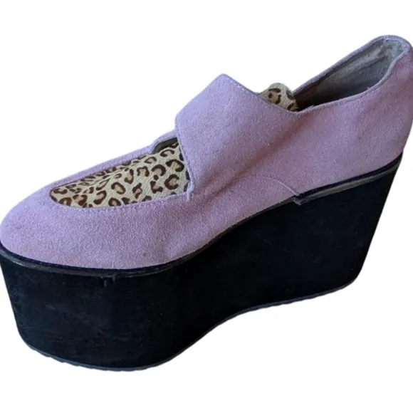 Jeffrey Campbell Rotten Platform Wedges 7.5 Lilac Suede Leopard Creepers