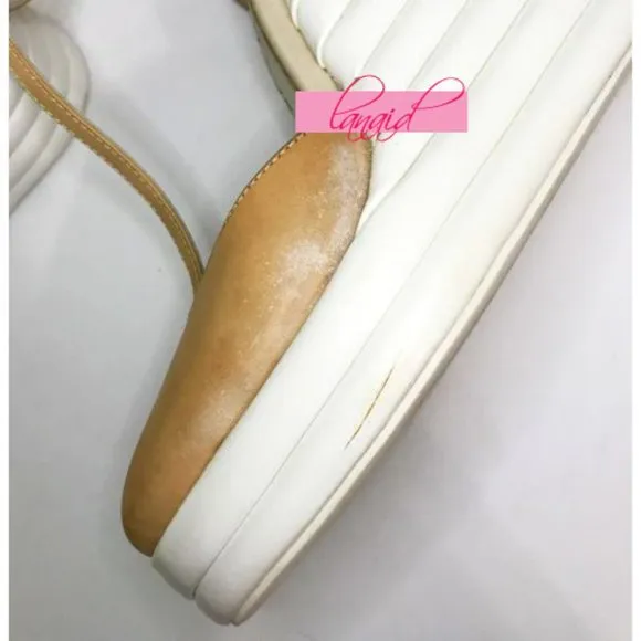 Jeffrey Campbell Sous Wedges Leather Camel White Bubble Strappy Platform Heels 6