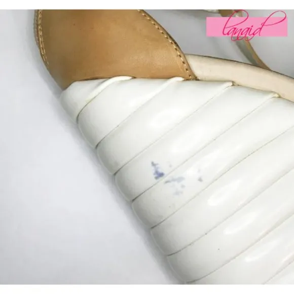Jeffrey Campbell Sous Wedges Leather Camel White Bubble Strappy Platform Heels 6