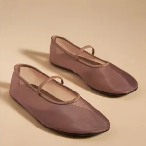 Jeffrey Campbell Swan Lake‎ Mesh Flats Taupe Blush Color Size 9.5
