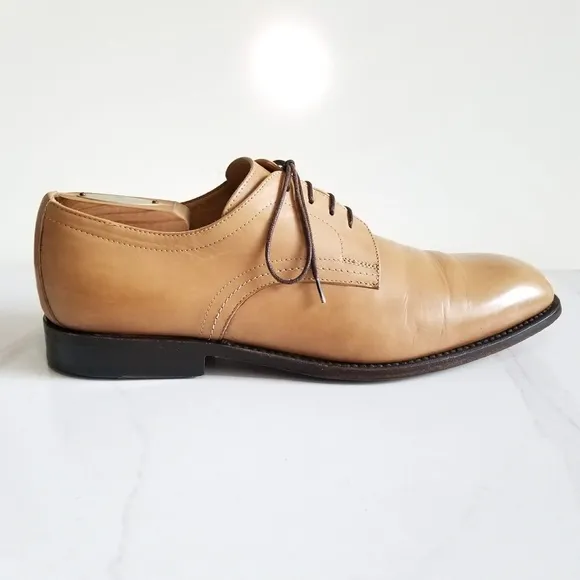Jenny B. Men's Bluchers Derby Tan Leather Hand Made in Italy Oxford Dress Shoes
