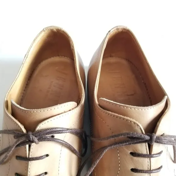 Jenny B. Men's Bluchers Derby Tan Leather Hand Made in Italy Oxford Dress Shoes