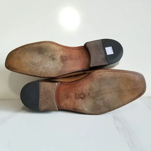 Jenny B. Men's Bluchers Derby Tan Leather Hand Made in Italy Oxford Dress Shoes