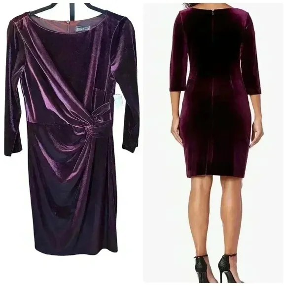 Jessica Howard Women's Velvet Sheath Dress; Size 6; Plum