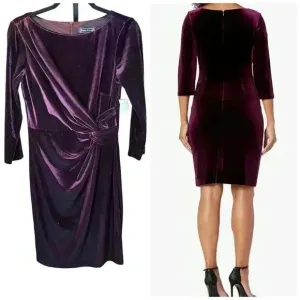 Jessica Howard Women's Velvet Sheath Dress; Size 6; Plum