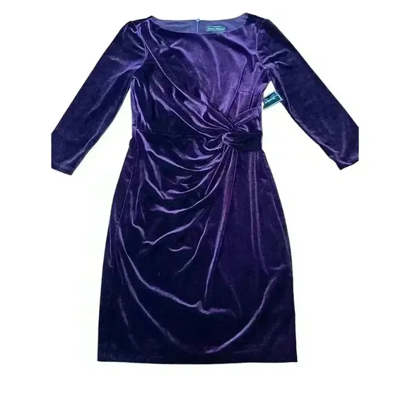 Jessica Howard Women's Velvet Sheath Dress; Size 6; Plum