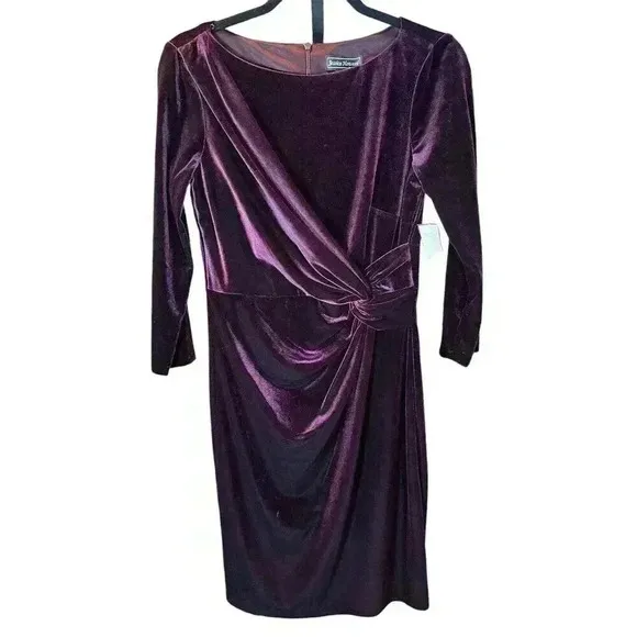 Jessica Howard Women's Velvet Sheath Dress; Size 6; Plum