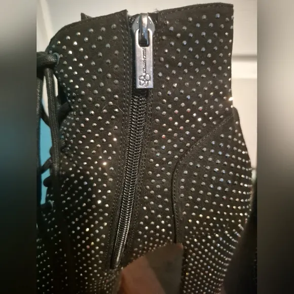 Jessica Simpson Black Lace Up Boots with Studded Details