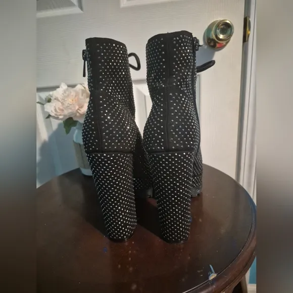 Jessica Simpson Black Lace Up Boots with Studded Details