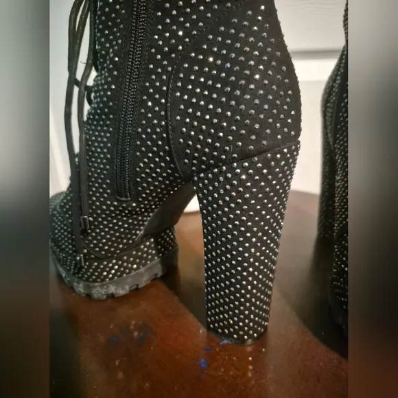 Jessica Simpson Black Lace Up Boots with Studded Details