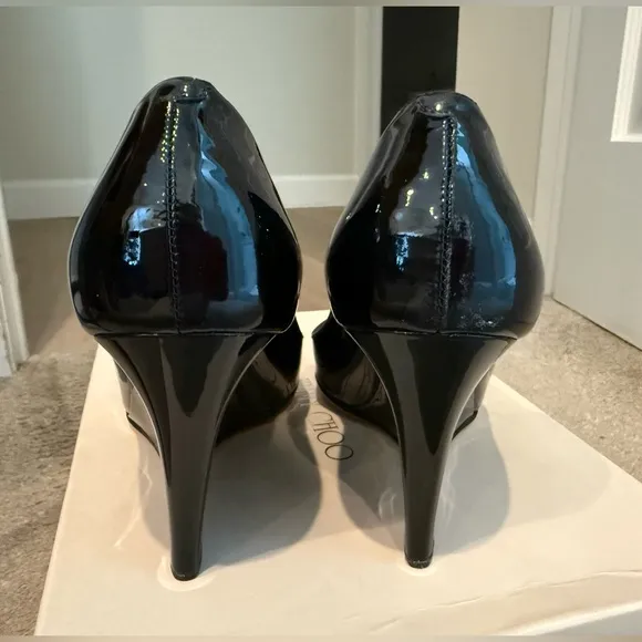 Jimmy Choo Black Peep Toe Wedge Shoes