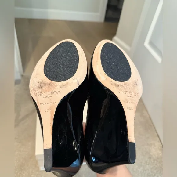 Jimmy Choo Black Peep Toe Wedge Shoes
