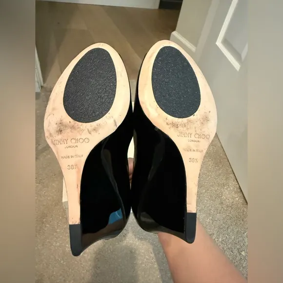 Jimmy Choo Black Peep Toe Wedge Shoes