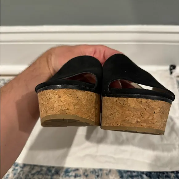 Jimmy Choo Black Suede Deedee Slip On Cork Platform Wedges Size 39