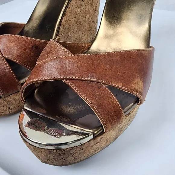 Jimmy Choo Leather Cork Wedges 38.5