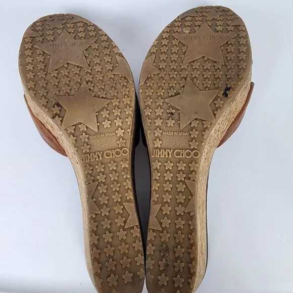 Jimmy Choo Leather Cork Wedges 38.5