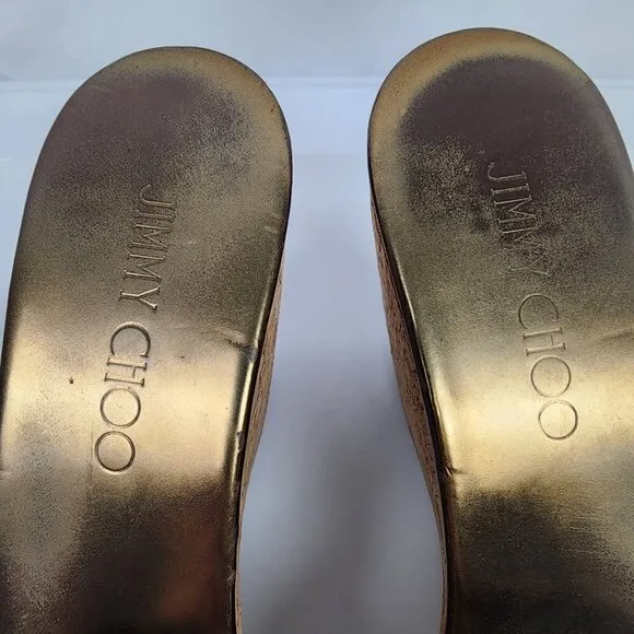 Jimmy Choo Leather Cork Wedges 38.5