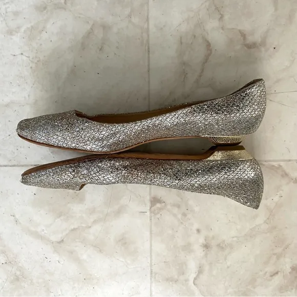 Jimmy Choo Made in Italy Gold Silver Glitter Mesh Ballet Flats size 11