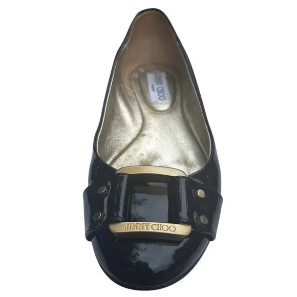Jimmy Choo Morse Black Patent Leather Ballet Flats Shoes IT 36 1/2 US 6 1/2