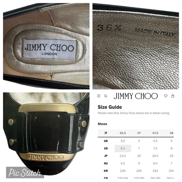 Jimmy Choo Morse Black Patent Leather Ballet Flats Shoes IT 36 1/2 US 6 1/2