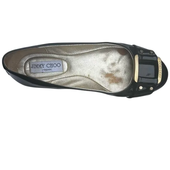 Jimmy Choo Morse Black Patent Leather Ballet Flats Shoes IT 36 1/2 US 6 1/2