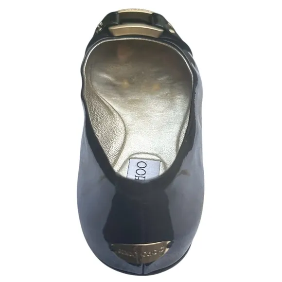 Jimmy Choo Morse Black Patent Leather Ballet Flats Shoes IT 36 1/2 US 6 1/2