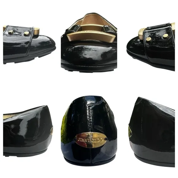 Jimmy Choo Morse Black Patent Leather Ballet Flats Shoes IT 36 1/2 US 6 1/2