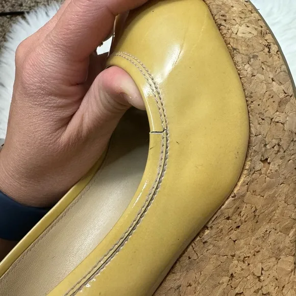 Jimmy Choo Natural Papina Patent Leather and Cork Wedges