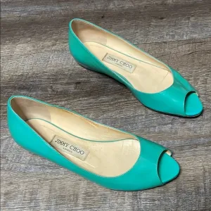 Jimmy Choo patent leather Peep Toe Flats