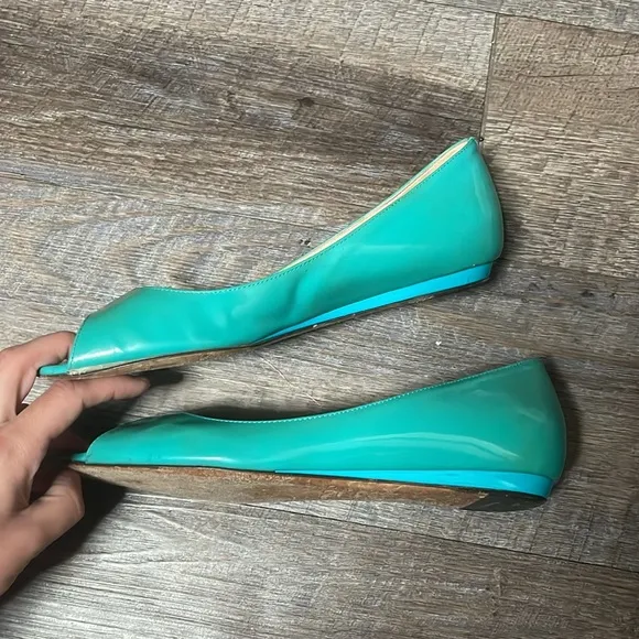 Jimmy Choo patent leather Peep Toe Flats