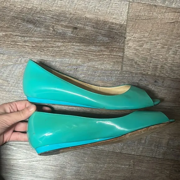 Jimmy Choo patent leather Peep Toe Flats