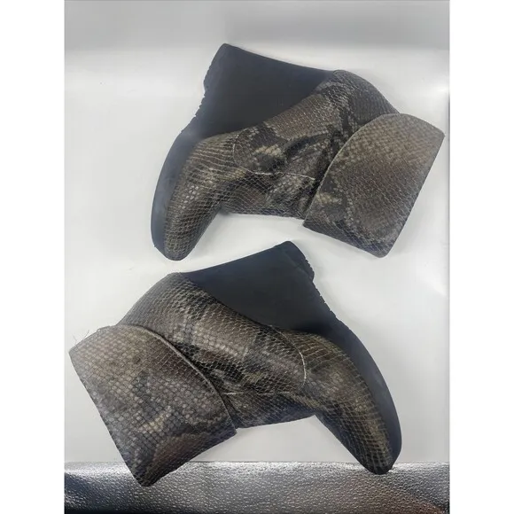 Jimmy Choo Snakeskin Foldover Wedge Booties Sz 37 1/2