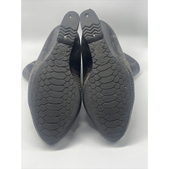 Jimmy Choo Snakeskin Foldover Wedge Booties Sz 37 1/2